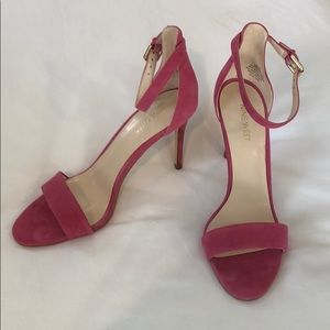 Nine West pink suede heels with ankle strap